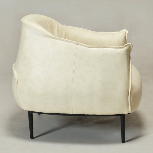 Kadar Leather Barrel Chair-White Modern Leather Chair | Accent Chairs | Kinwell Furniture | Barrel Chairs
